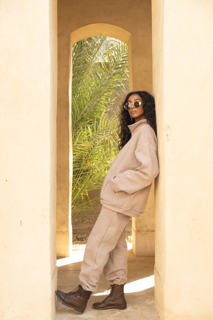 "THE NILE" SAND HALF-ZIP